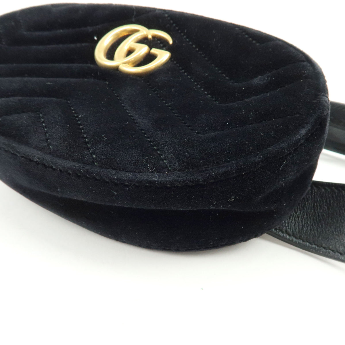 GUCCI GG Marmont Double G Velvet Leather Waist Bag Body Bag 476434
