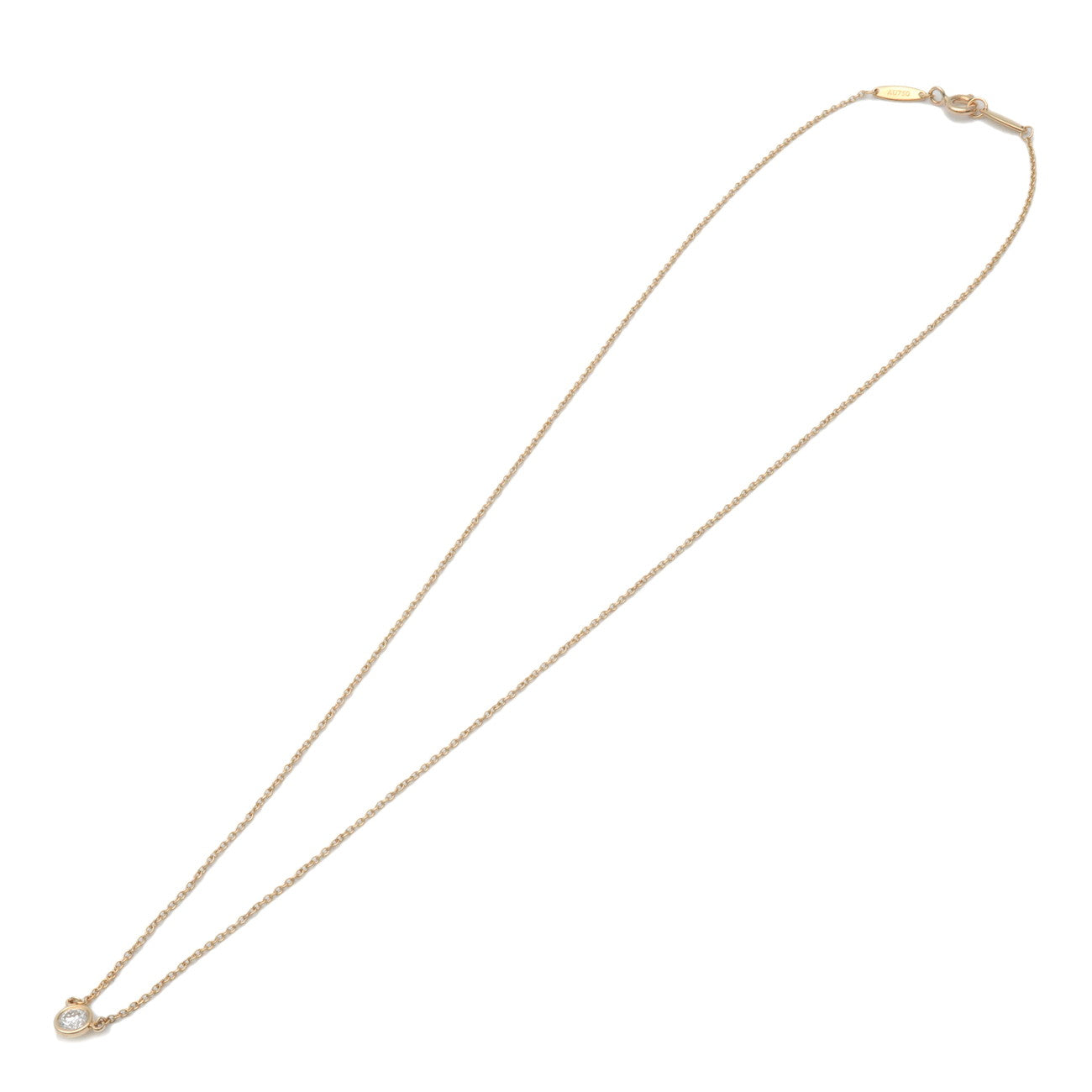 Tiffany & Co By The Yard 1P Diamond Necklace K18 750YG Yellow Gold