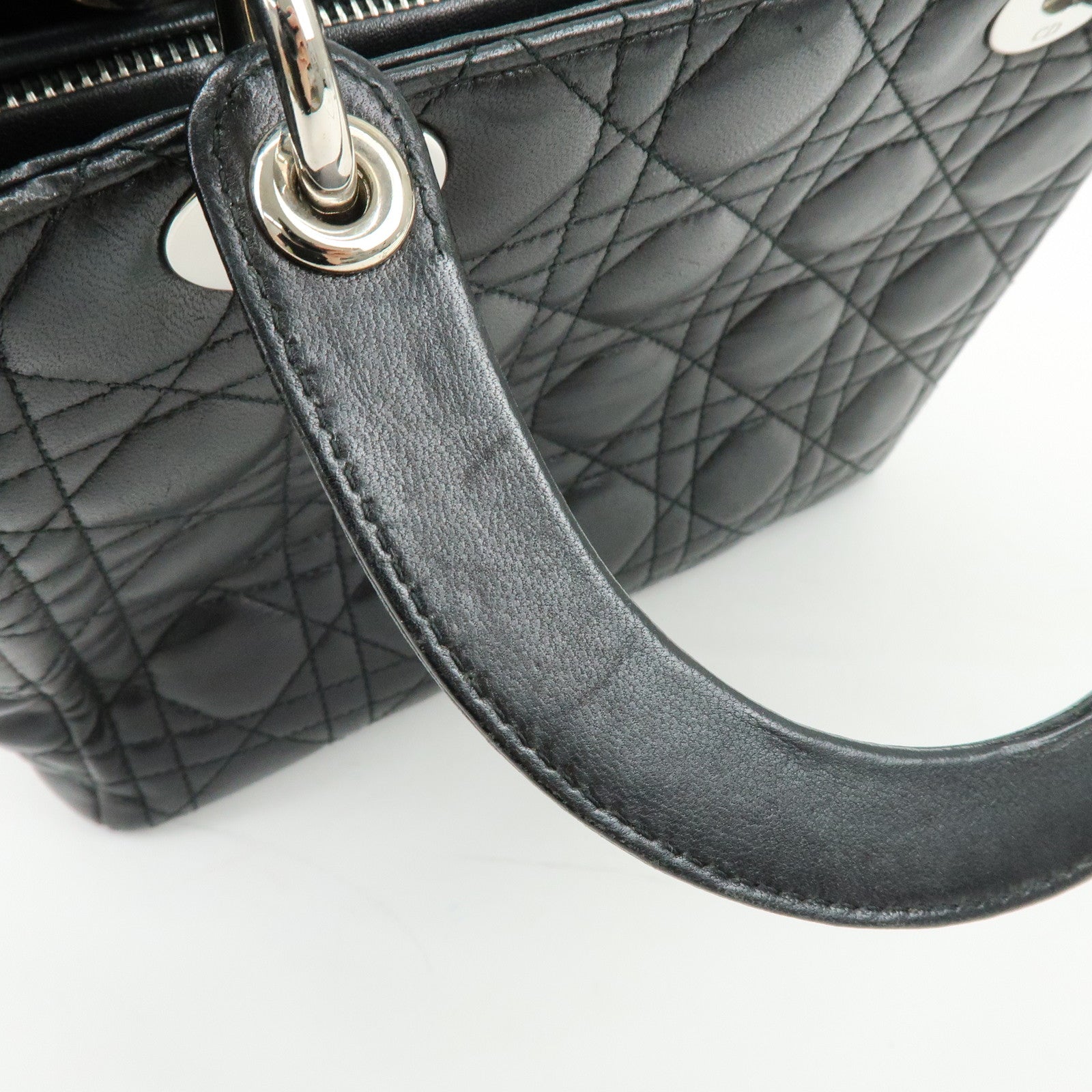 Christian Dior Lady Dior Cannage Leather 2Way Hand Shoulder Bag Black