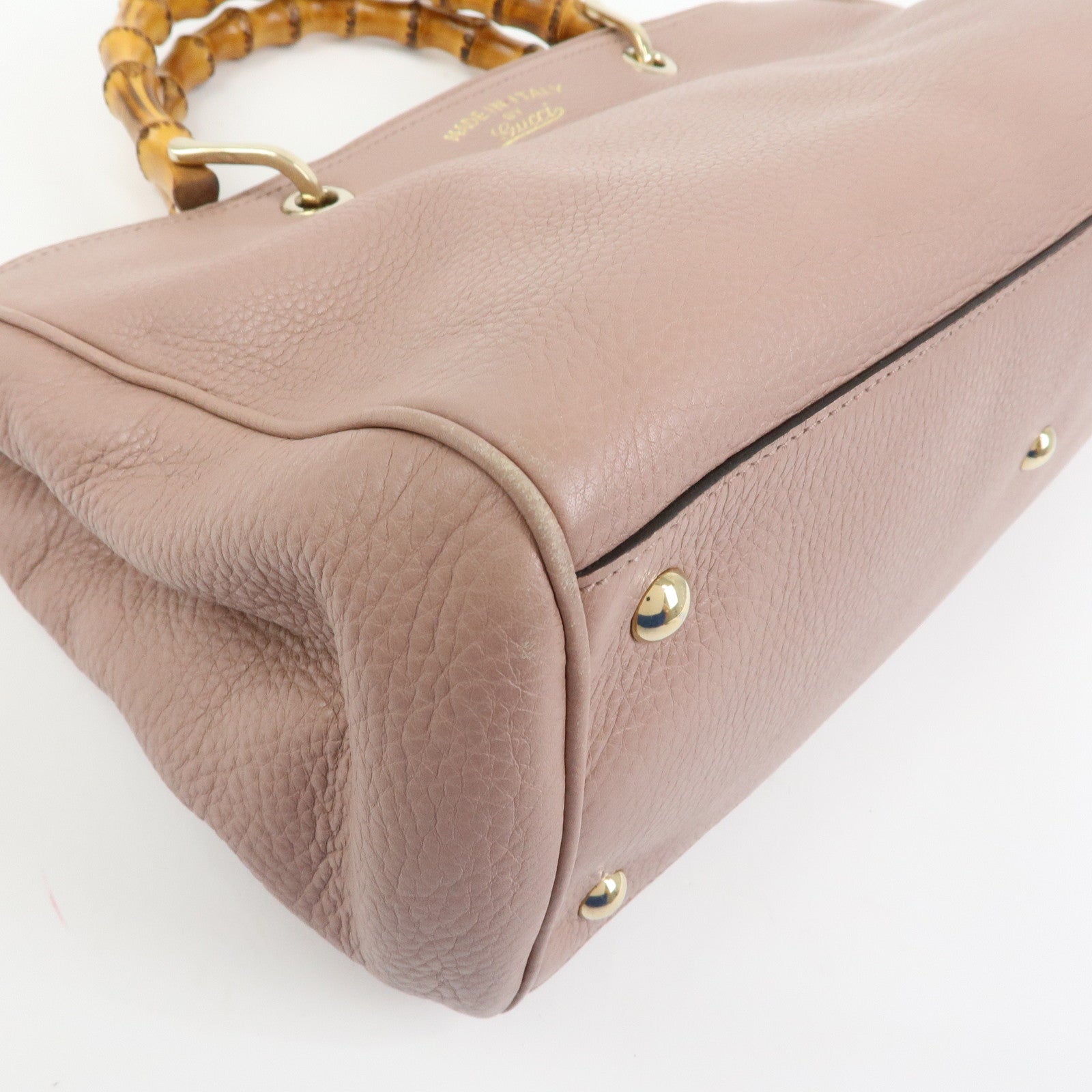 GUCCI Bamboo Shopper Medium 2Way Bag Shoulder Bag Pink Beige 323660