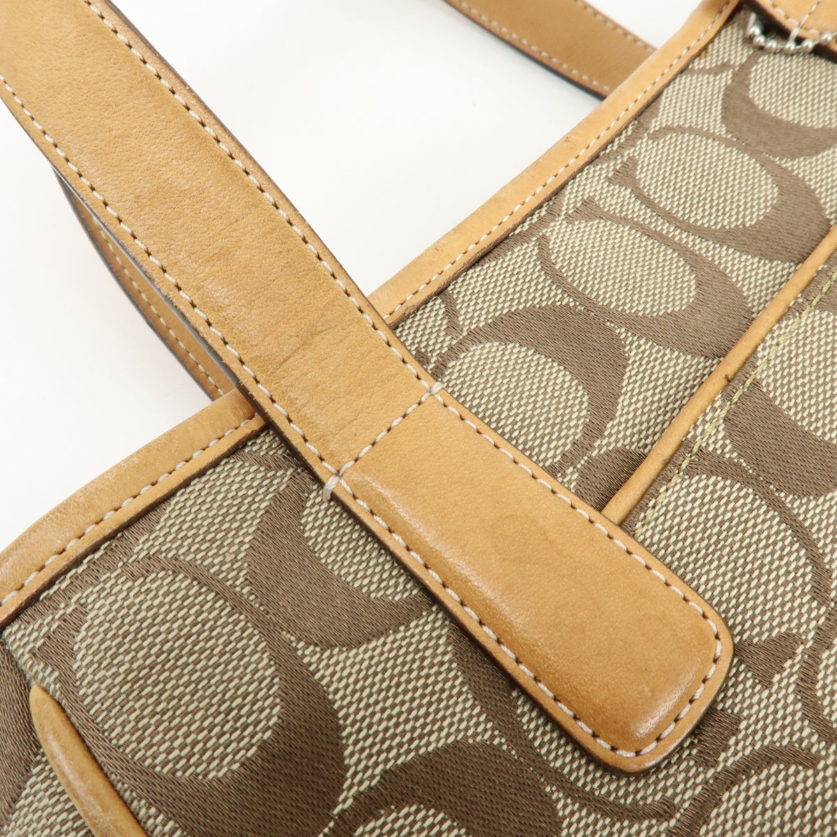 COACH Lot of 2 Signature Canvas Leather Shoulder Bag Beige Ivory