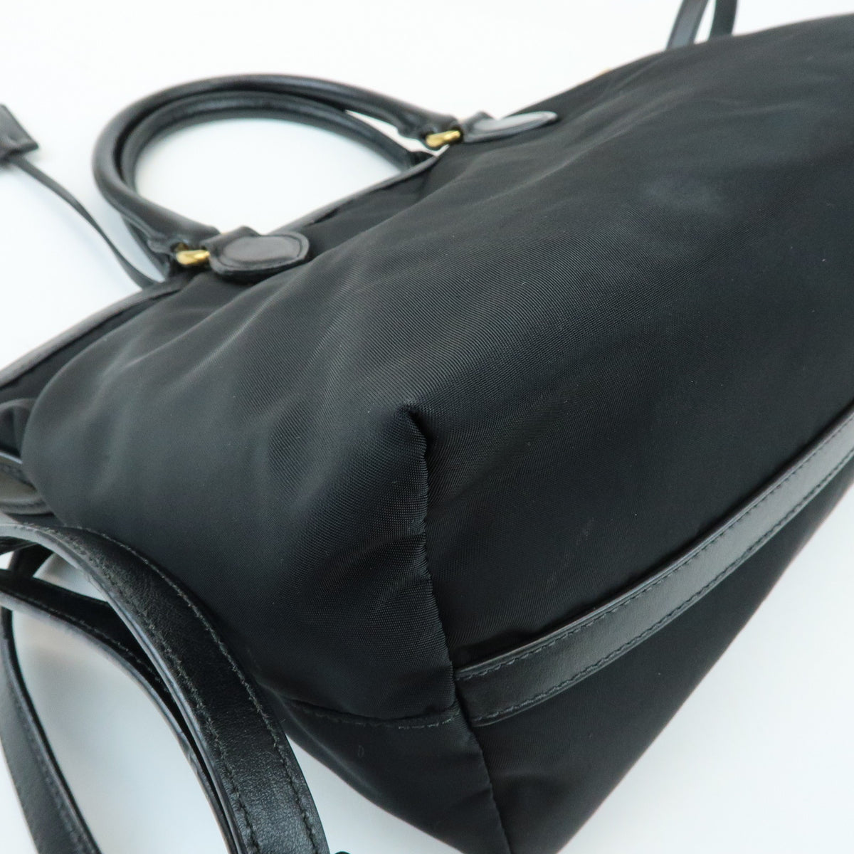 PRADA Triangle Logo Nylon Leather 2Way Bag Hand Bag Shoulder Bag 1BA104