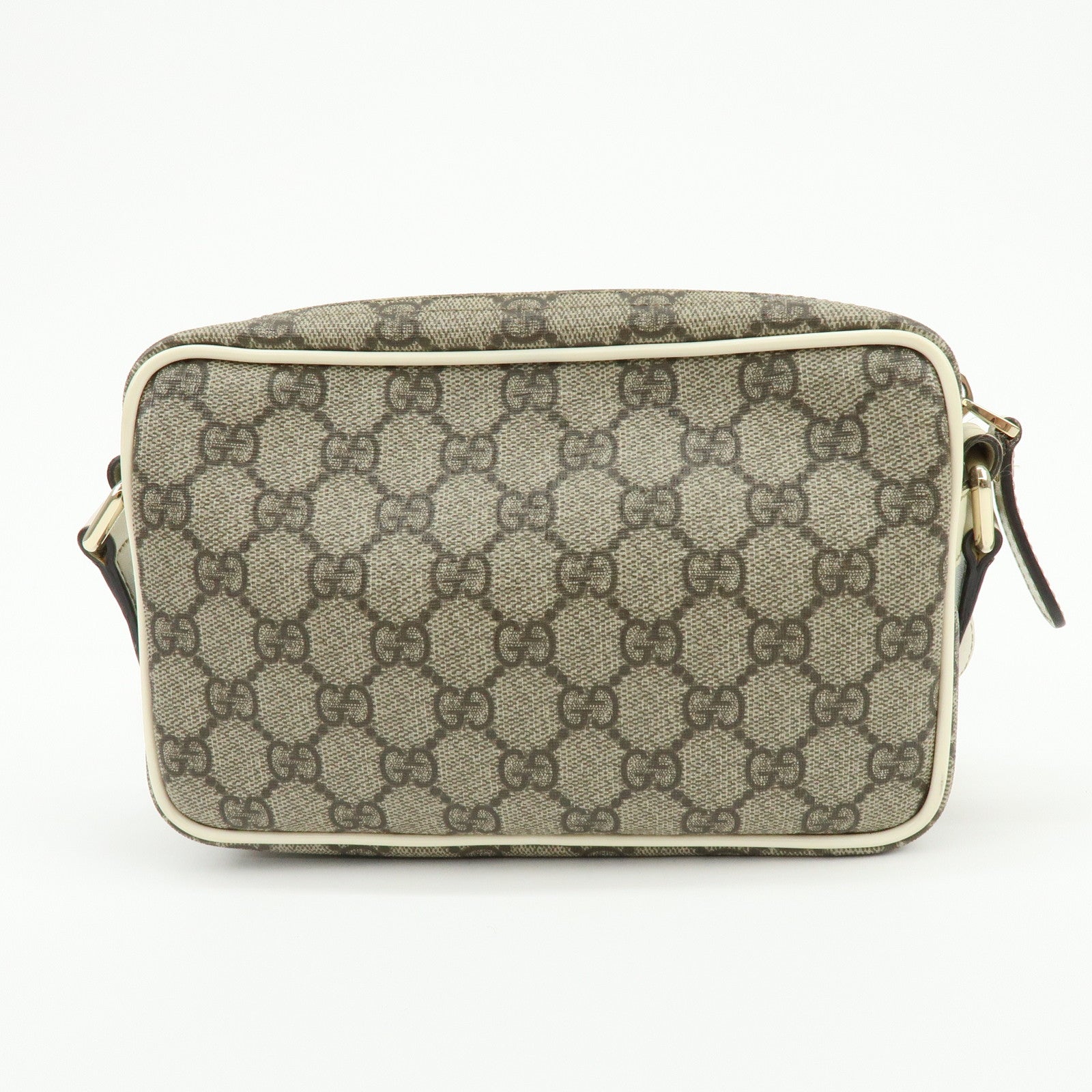 GUCCI GG Supreme Leather Shoulder Bag Crossbody Bag  Beige White 201447