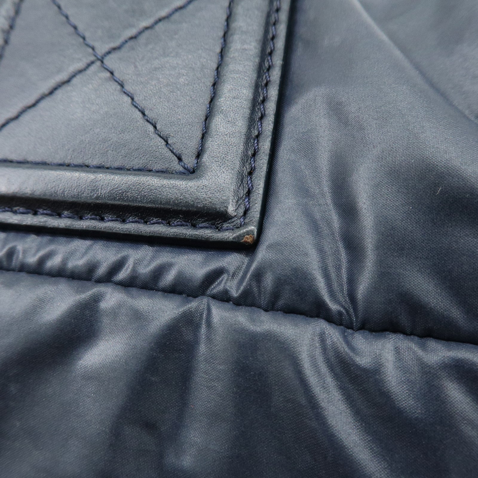 CHANEL COCO Cocoon Nylon Leather Tote MM Hand Bag Navy A48611
