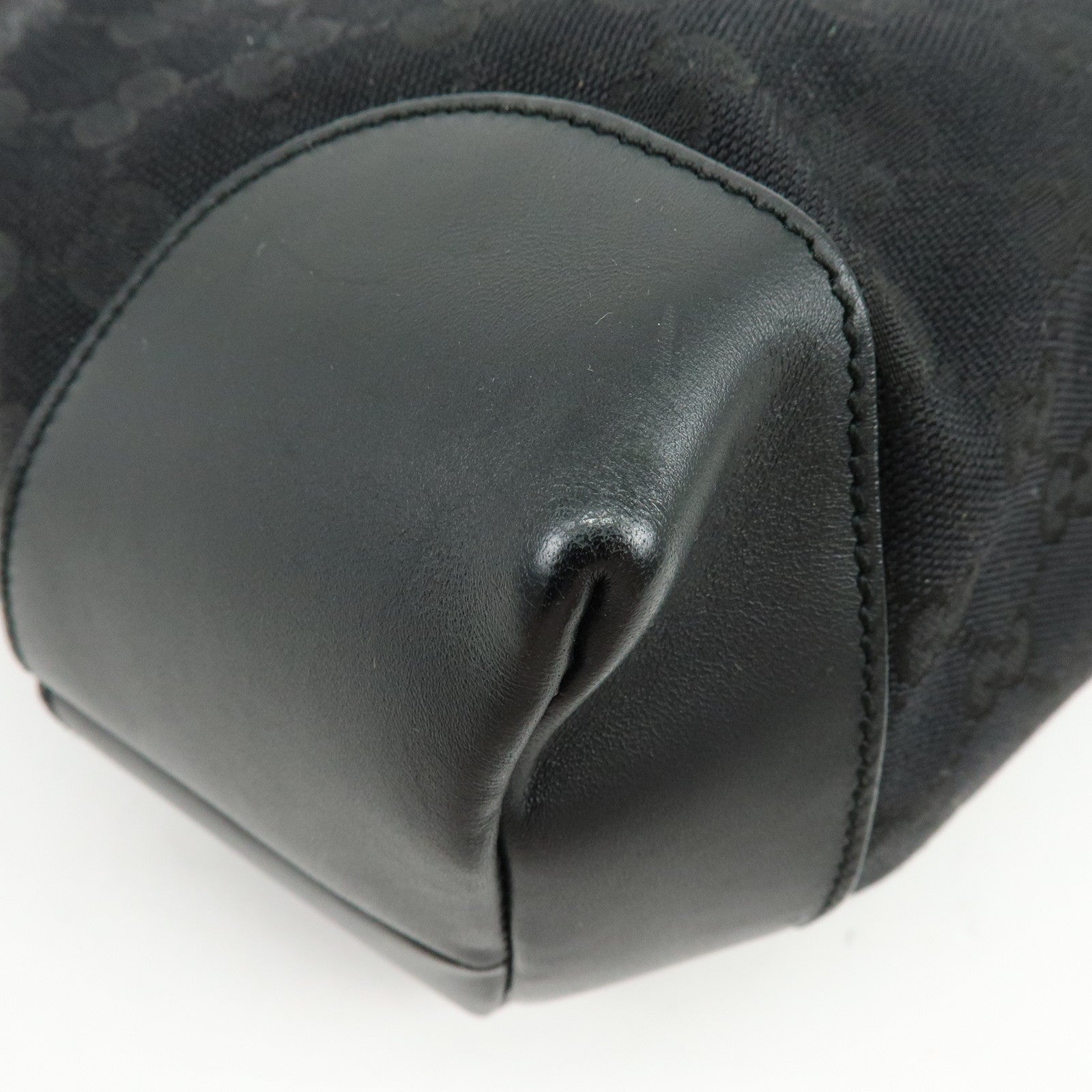 GUCCI Sherry GG Canvas Leather Tote Bag Shoulder Bag Black 308928