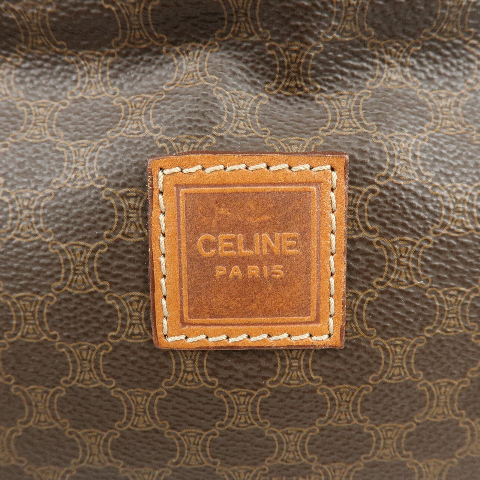 CELINE Macadam PVC Leather Cosmetic Pouch Accessory Pouch Brown