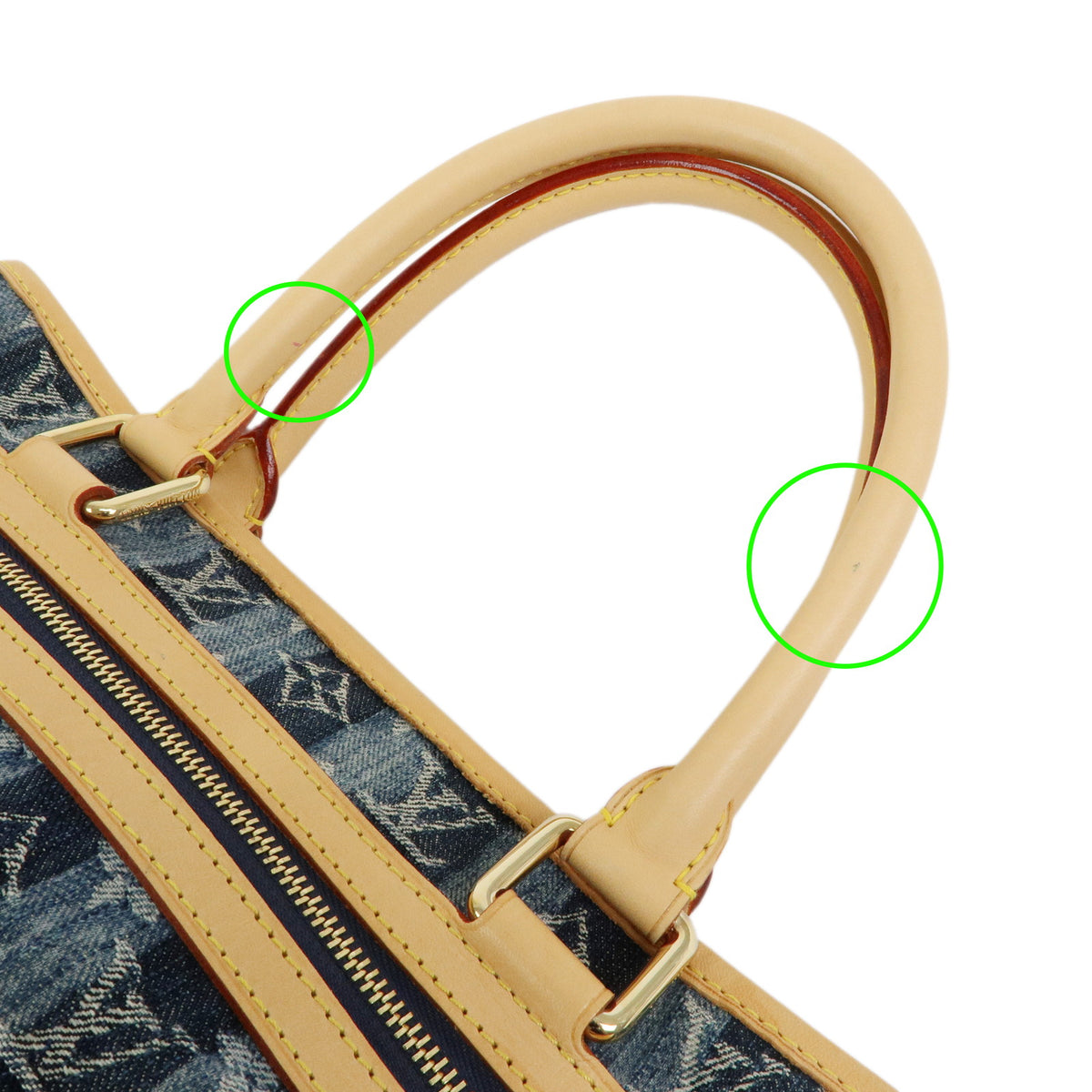 Louis Vuitton Monogram Denim Cabas Raye GM 2Way Hand Bag Blue M95336