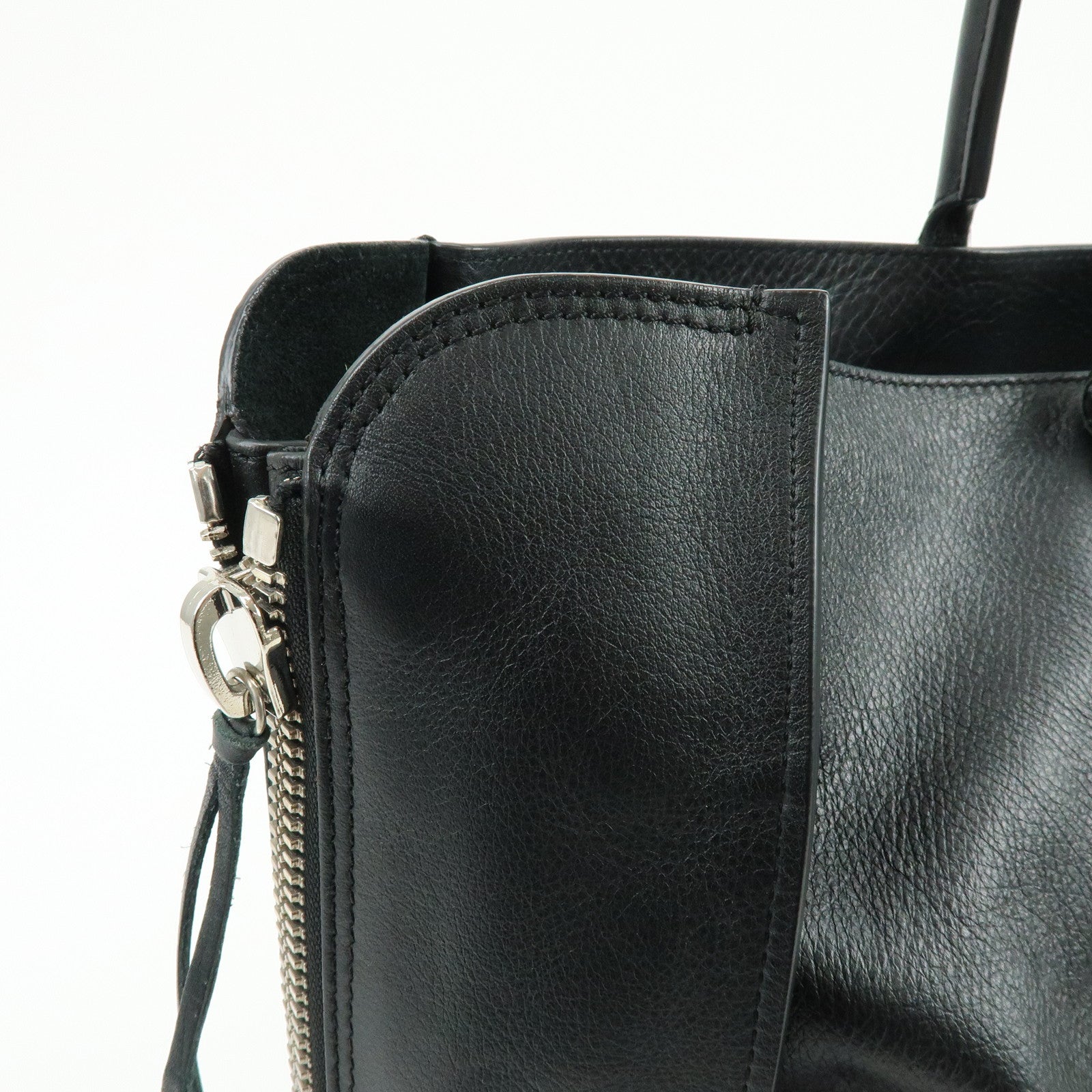 BALENCIAGA The Papier Leather Tote Shoulder Bag Black 236701