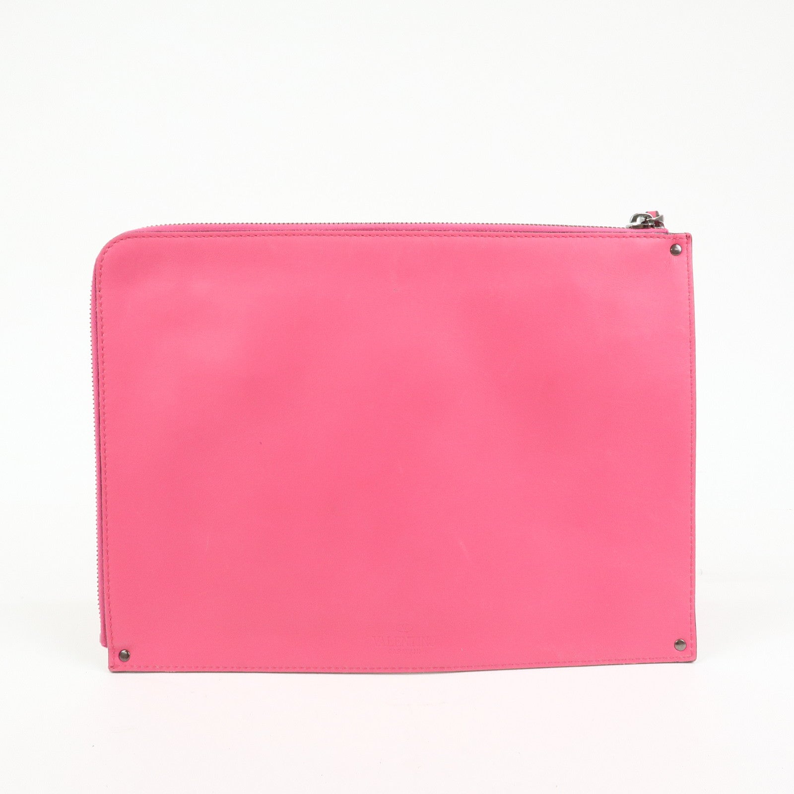 VALENTINO ROCKSTUD Leather Clutch Bag Pouch Pink