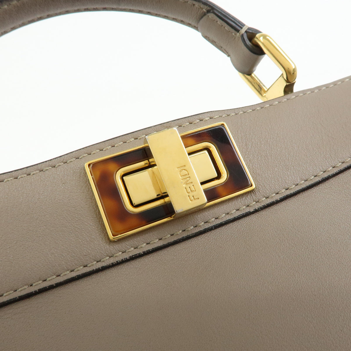 FENDI Peek a Boo ISeeU Small Leather 2Way Bag Hand Bag Greige 8BN327