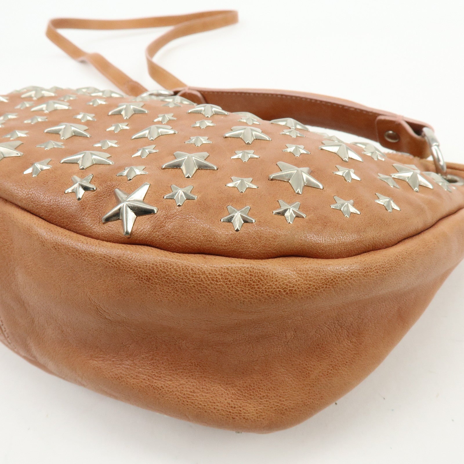 JIMMY CHOO Logo Star Studs Stella 2Way Bag Shoulder Bag Hand Bag Brown