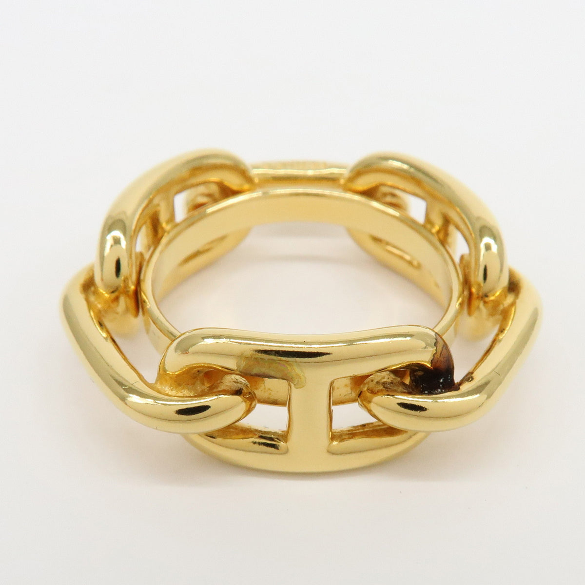 HERMES Lot of 2 Chaine d'Ancre Enchainee Cosmos Metal Scarf Ring Gold