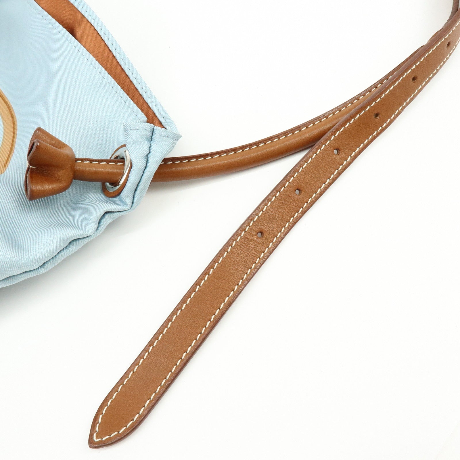 HERMES Silk Leather Silky City MM Shoulder Bag BRIDESdeGALA Blue