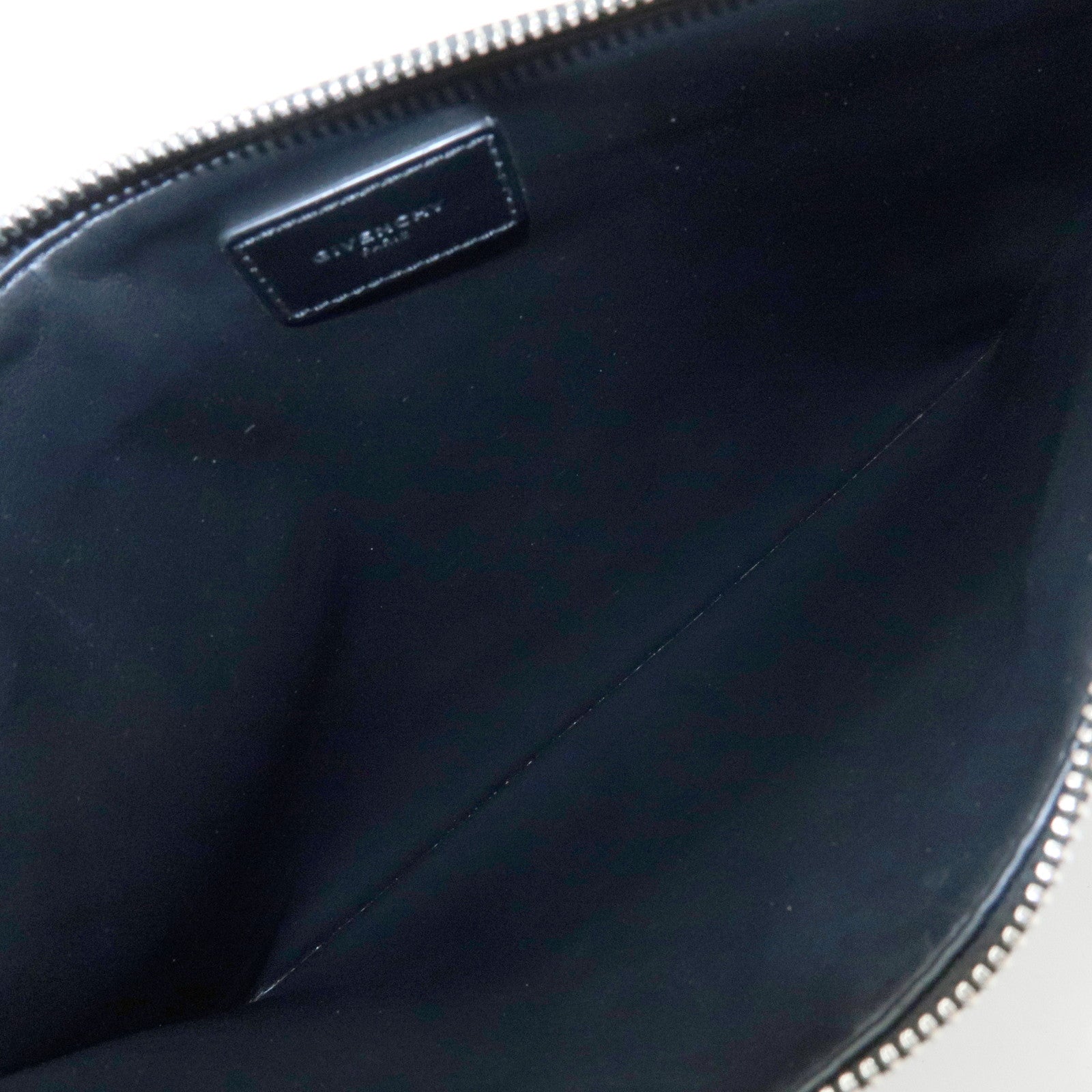 GIVENCHY Shark Print Leather Clutch Bag Flat Pouch Black