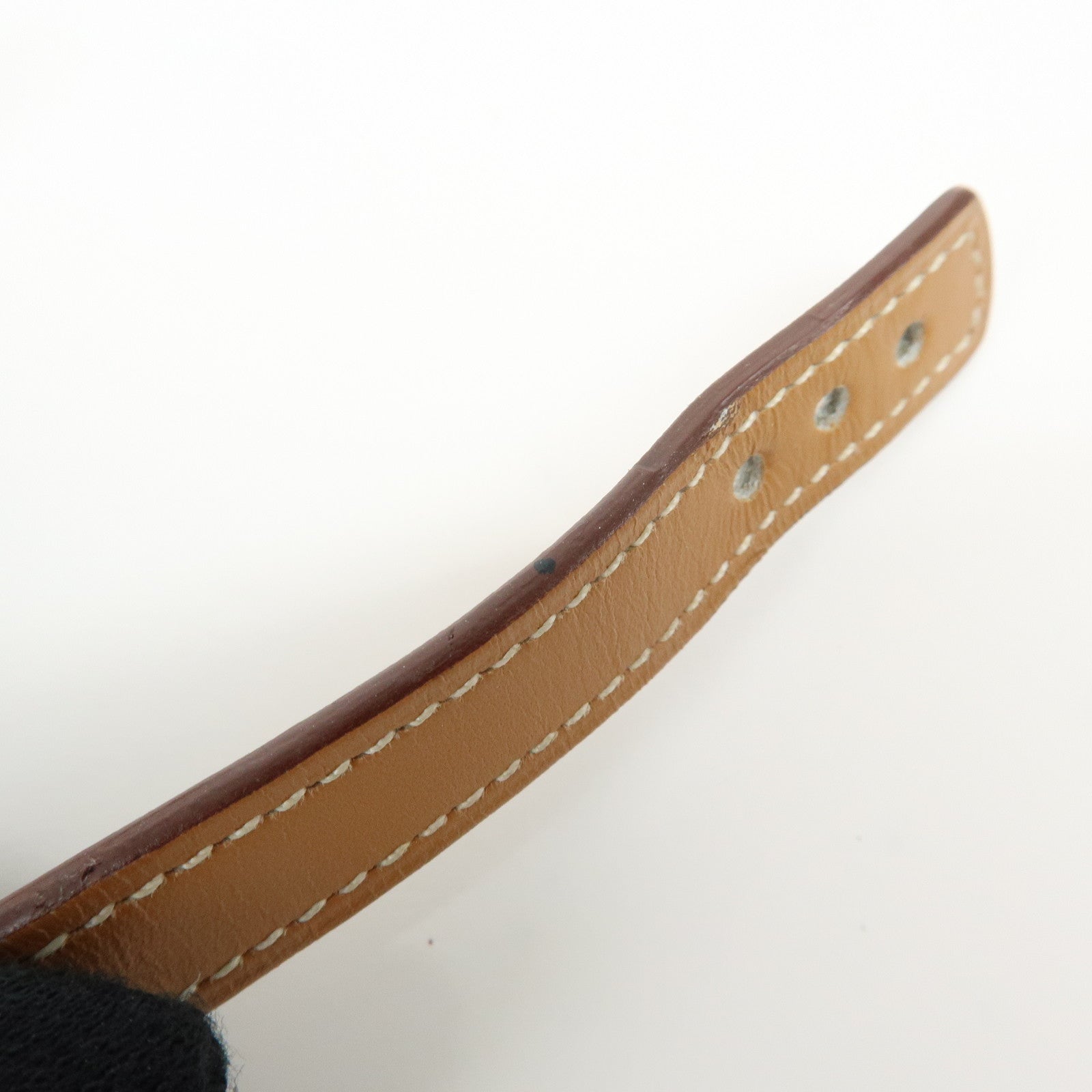 HERMES Serie Looping Leather Metal Bracelet Brown Black Silver