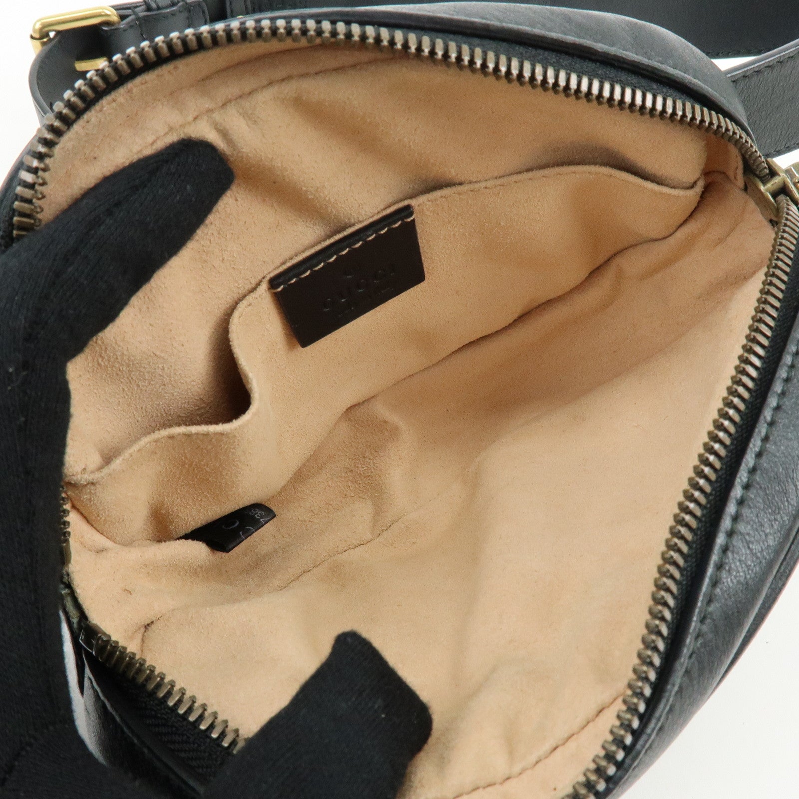 GUCCI GG Marmont Leather Waist Bag Crosbody Bag Black 476434