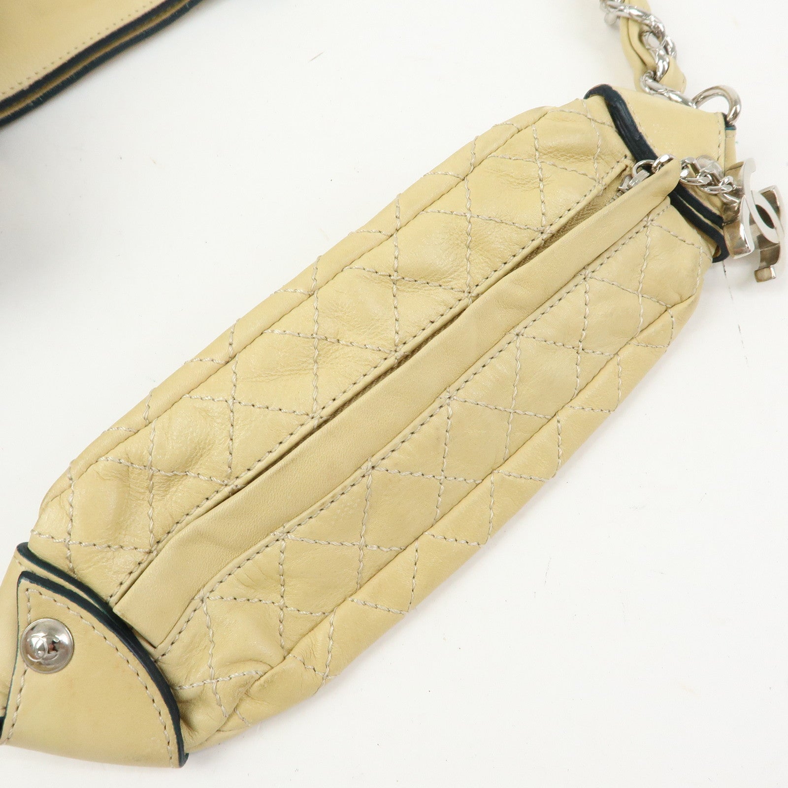 CHANEL COCO Mark Calf Leather 2Way Bag Hand Bag Shoulder Bag Beige