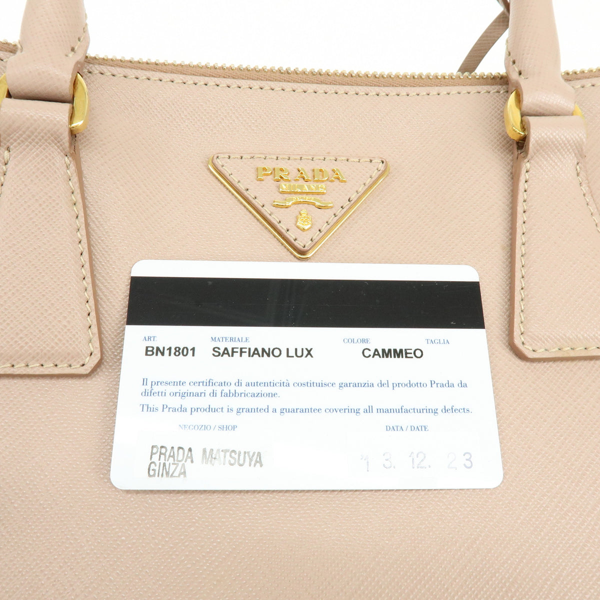 PRADA Triangle Logo Galleria Saffiano Leather 2Way Bag Beige BN1801