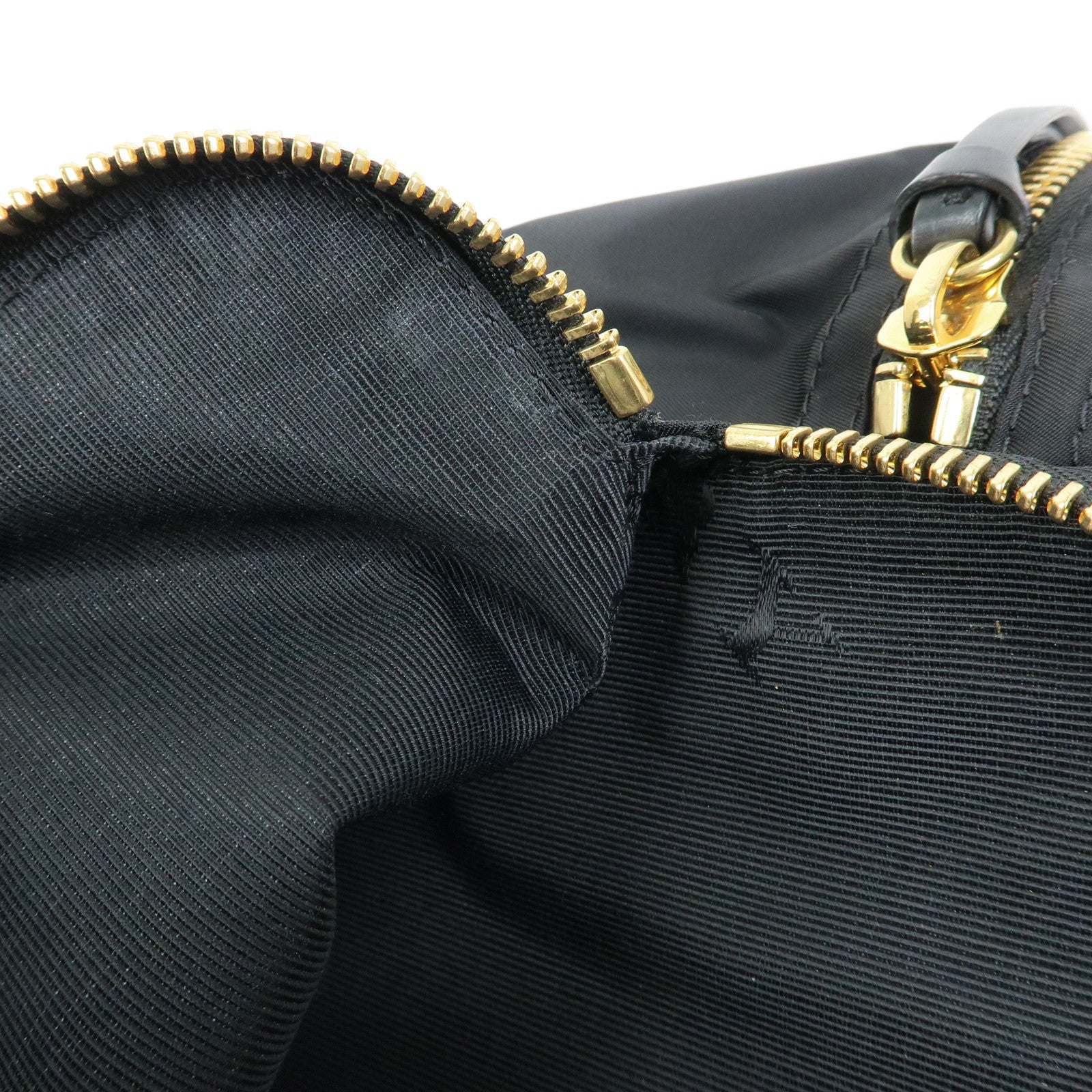 BURBERRY Nylon Leather Backpack Rucksack Gold Chain Black