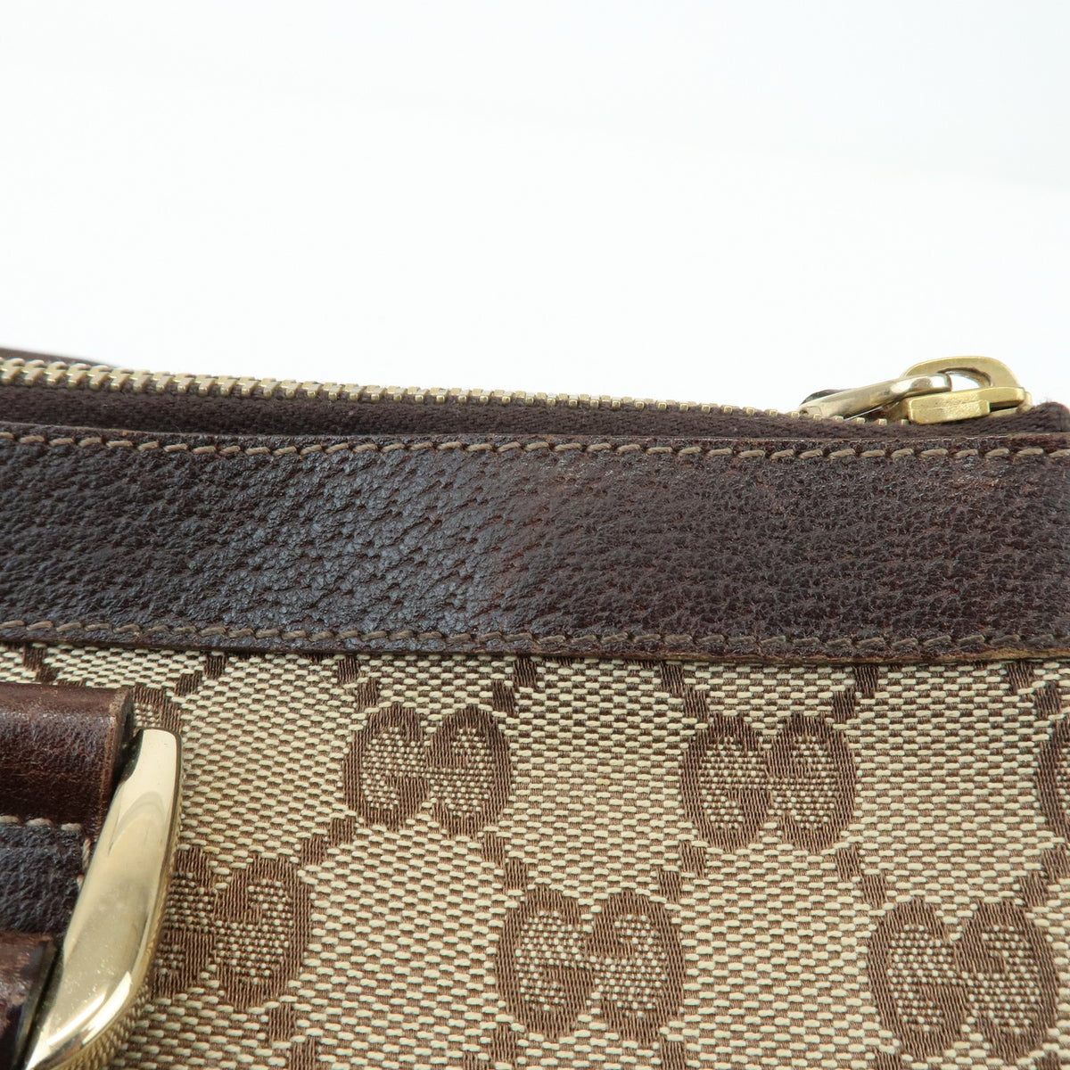 GUCCI Abbey GG Canvas Leather Tote Bag Hand Bag Beige Brown 141470
