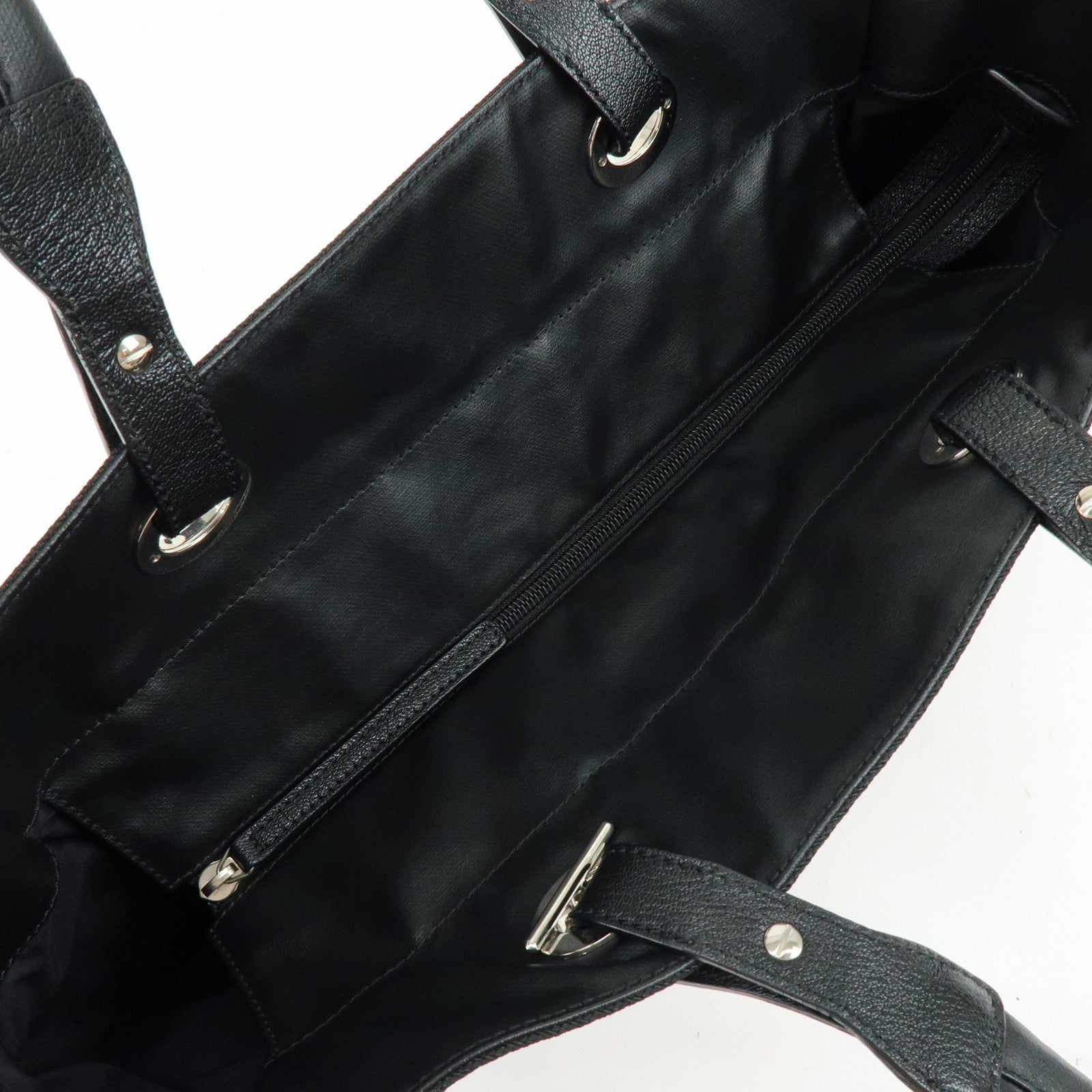 CHANEL Paris Biarritz COCO Mark Leather Canvas Tote Bag Black A34209