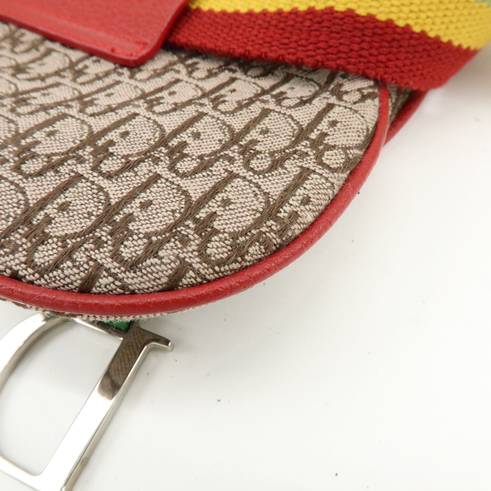 Christian Dior Trotter Saddle Rasta Canvas Leather Waist Bag Beige
