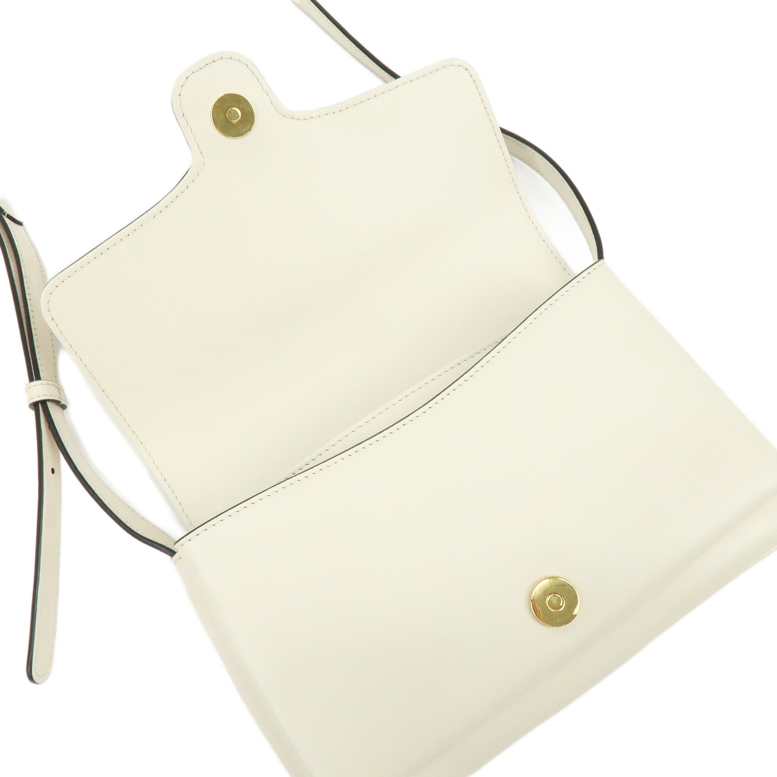 GUCCI Double G Arli Leather Shoulder Bag Crossbody Bag White 550129