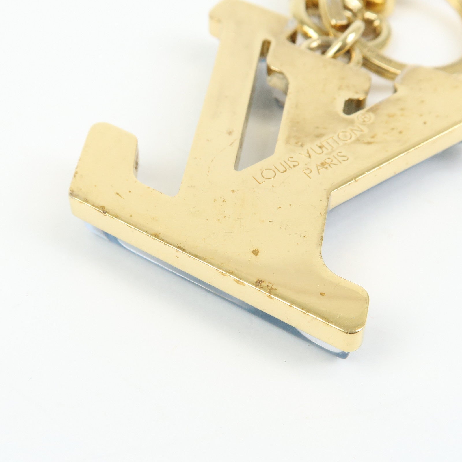 Louis Vuitton LV Gloss Metal Key Ring Bag Charm Blue M02590