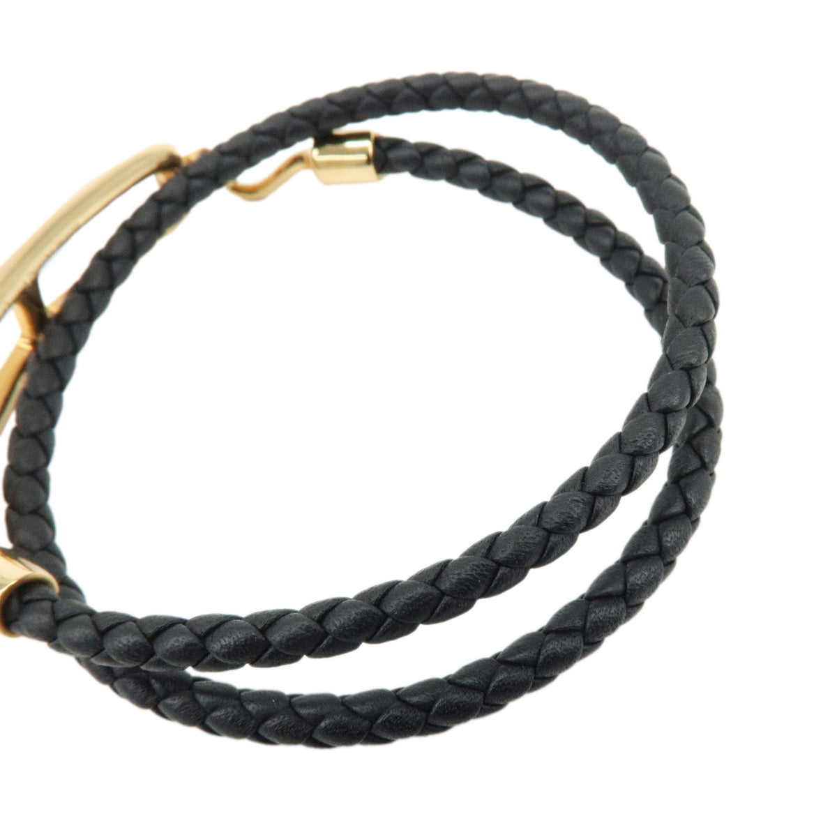 HERMES Veau Swift Leather Roulis Double Tour Bracele Black Gold