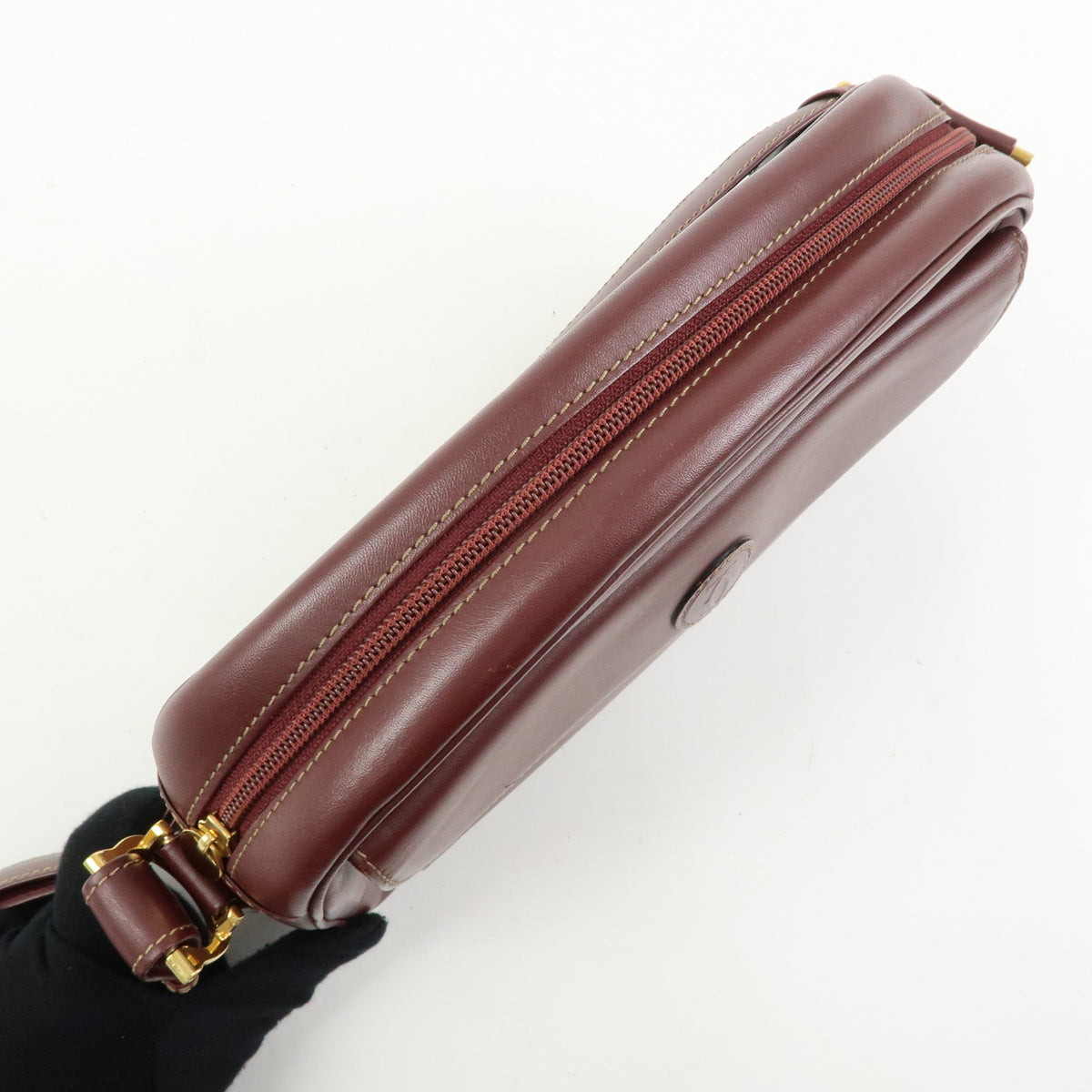 Cartier Must de Cartier Leather Shoulder Bag Bordeaux