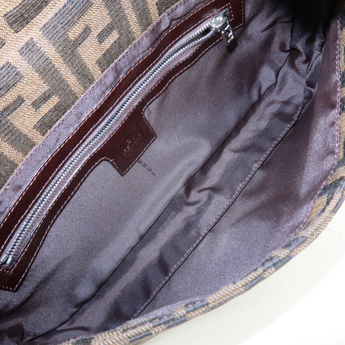 FENDI Mamma Baguette Jacquard Canvas Leather Shoulder Bag 26424