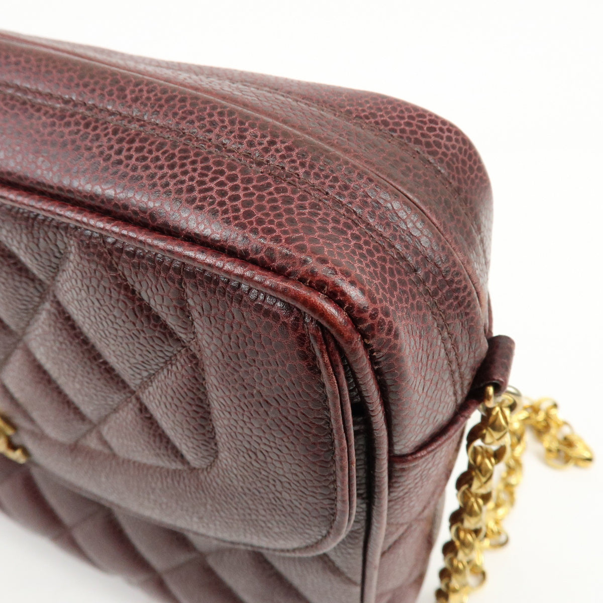 CHANEL Matelasse Diana Caviarskin Chain Shoulder Crossbody Bag Bordeaux