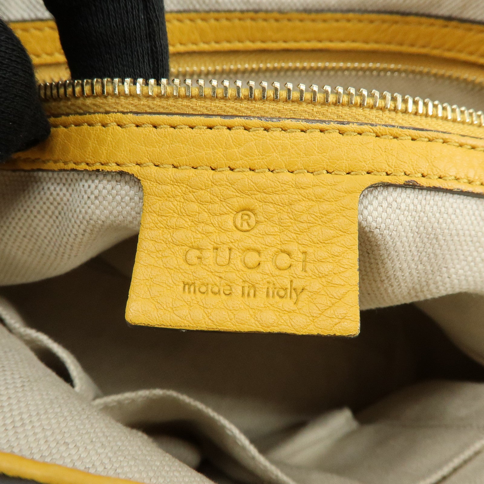 GUCCI Bamboo Bella Leather 2Way Shoulder Bag Yellow 282301
