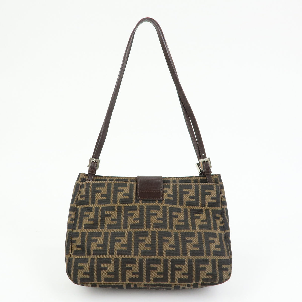 FENDI Zucca Canvas Leather Shoulder Bag Hand Bag Brown Black 26728