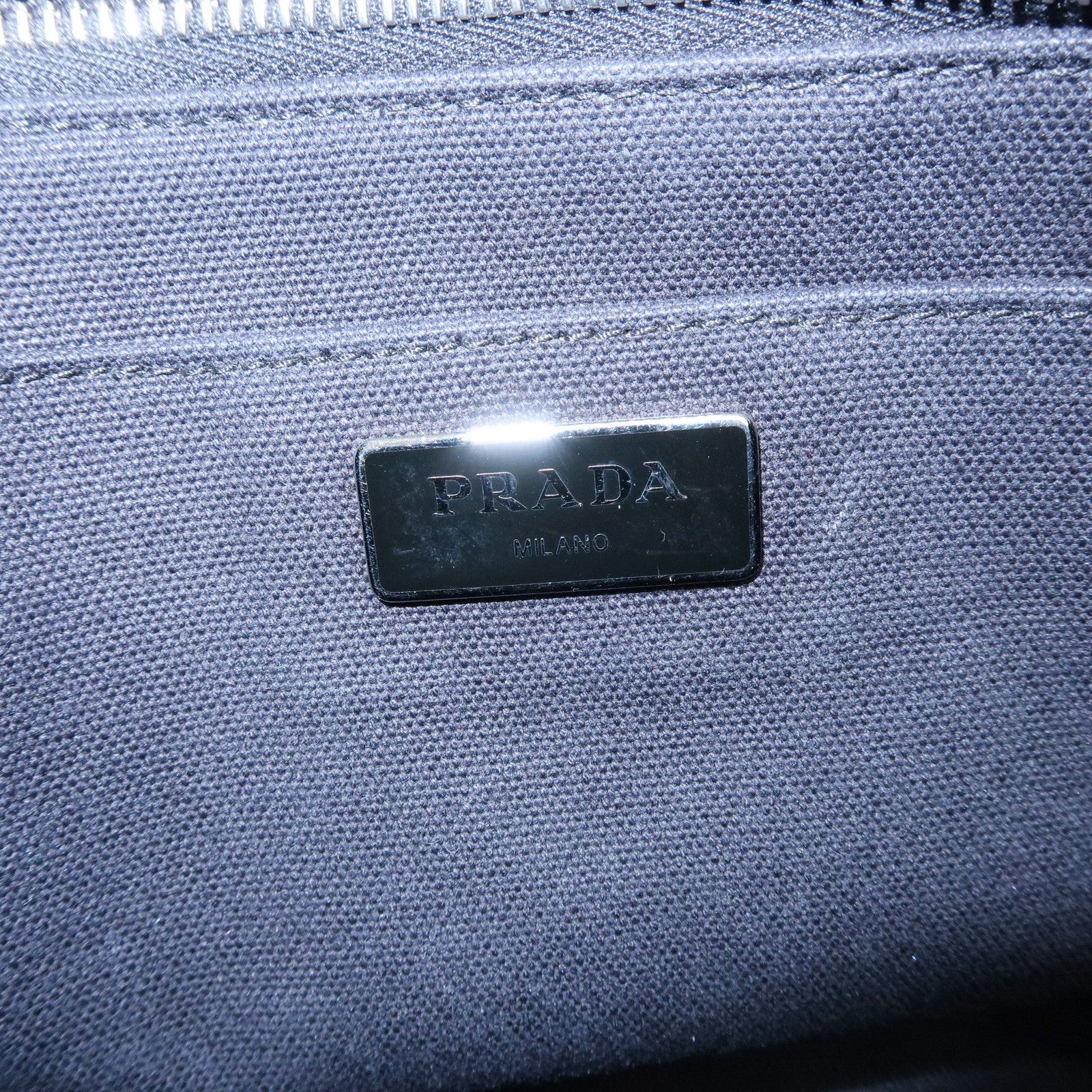 PRADA Triangle Logo Raffia 2Way Bag Hand Bag Shoulder Bag Black 1BG889