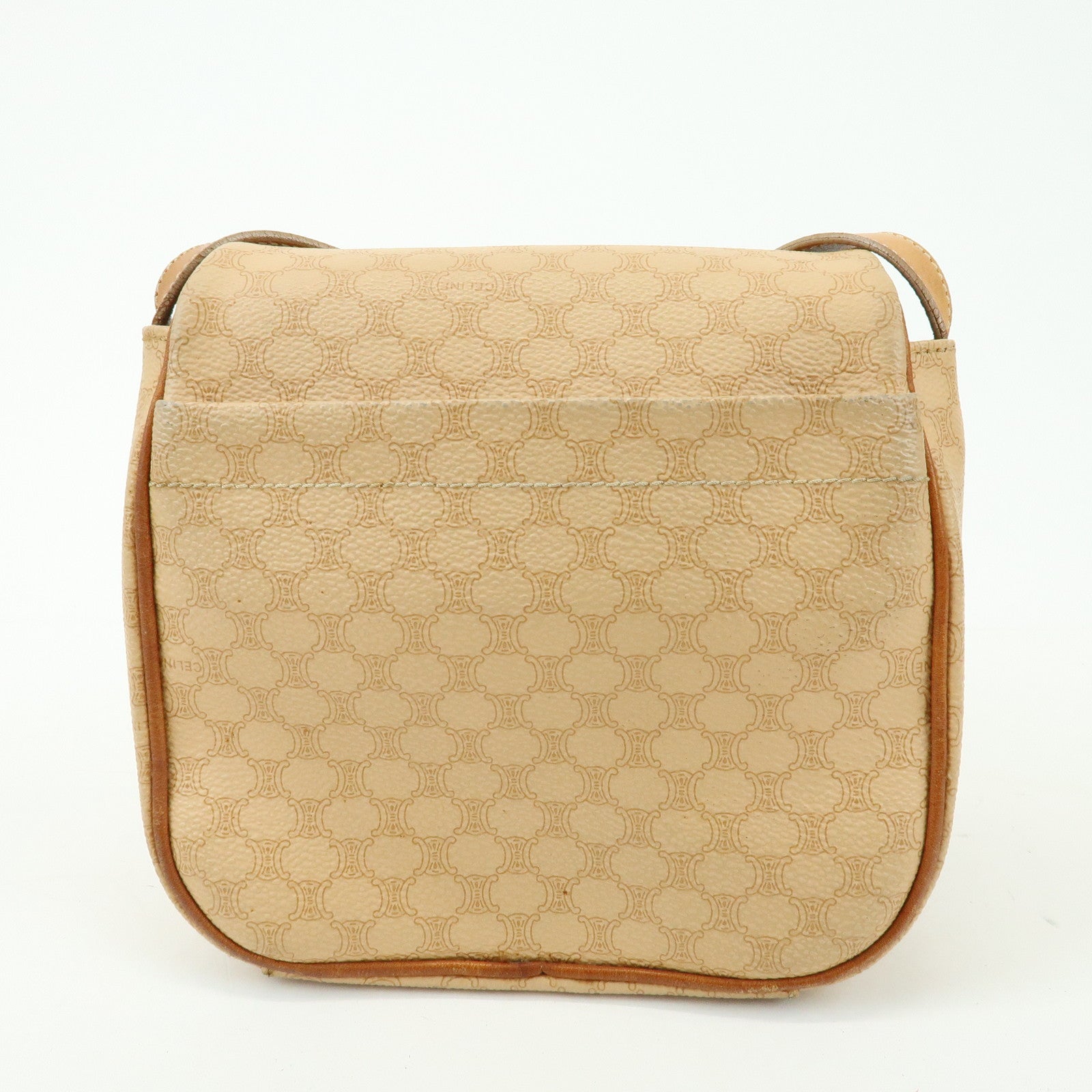 CELINE Macadam PVC Leather Shoulder Bag Crossbody Bag Beige Camel