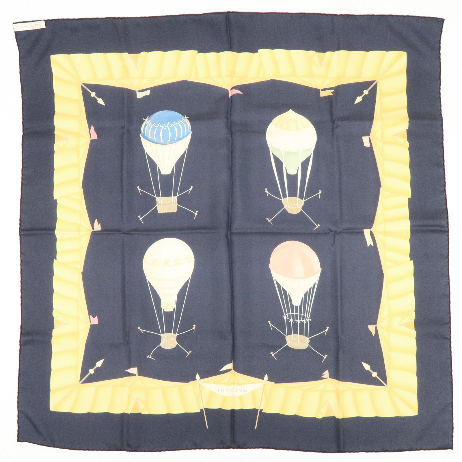 BVLGARI GIVENCHY Lot of 2 Silk 100% Scarf Black Yellow Light Purple