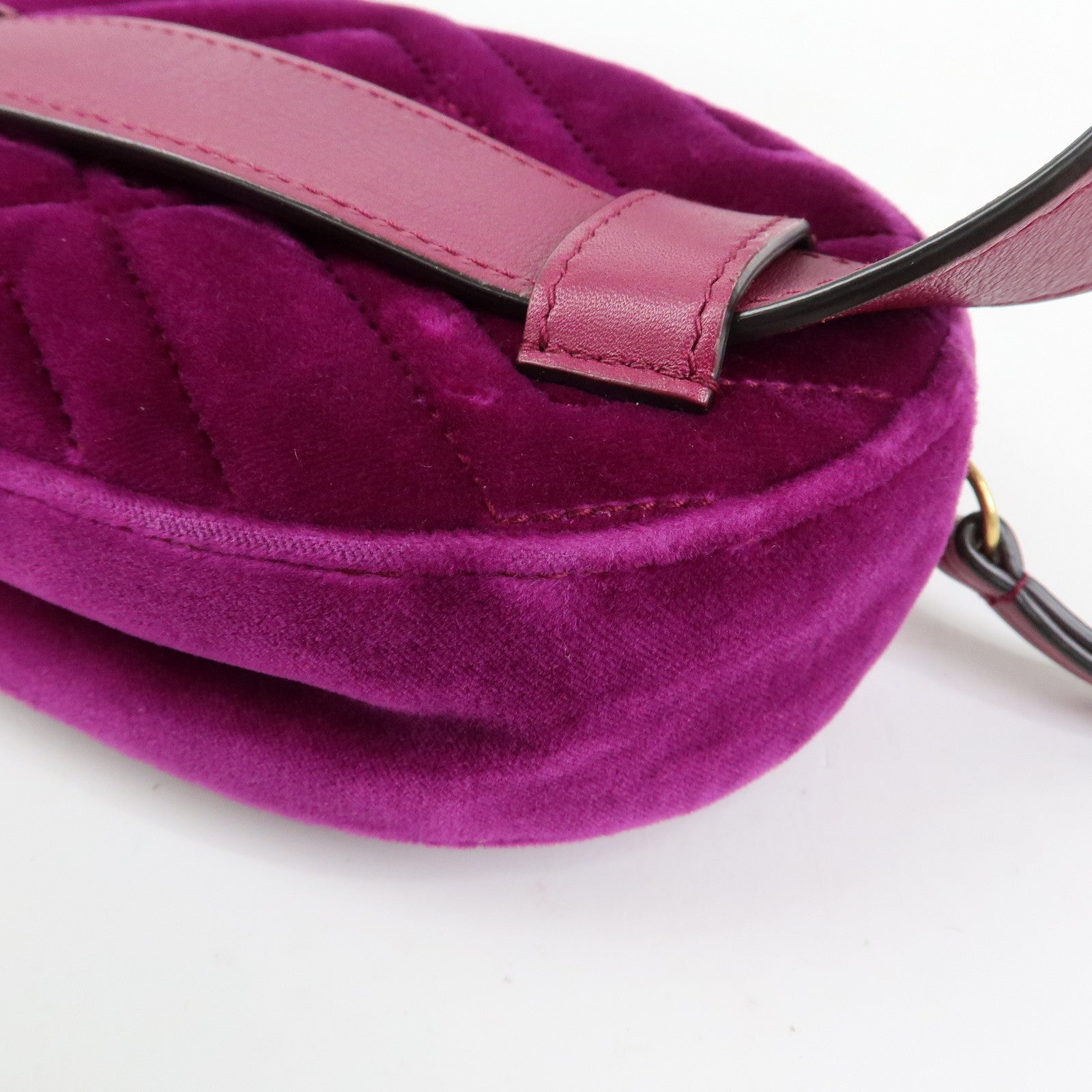 GUCCI GG Marmont Double G Velvet Leather Waist Pouch Body Bag 476434
