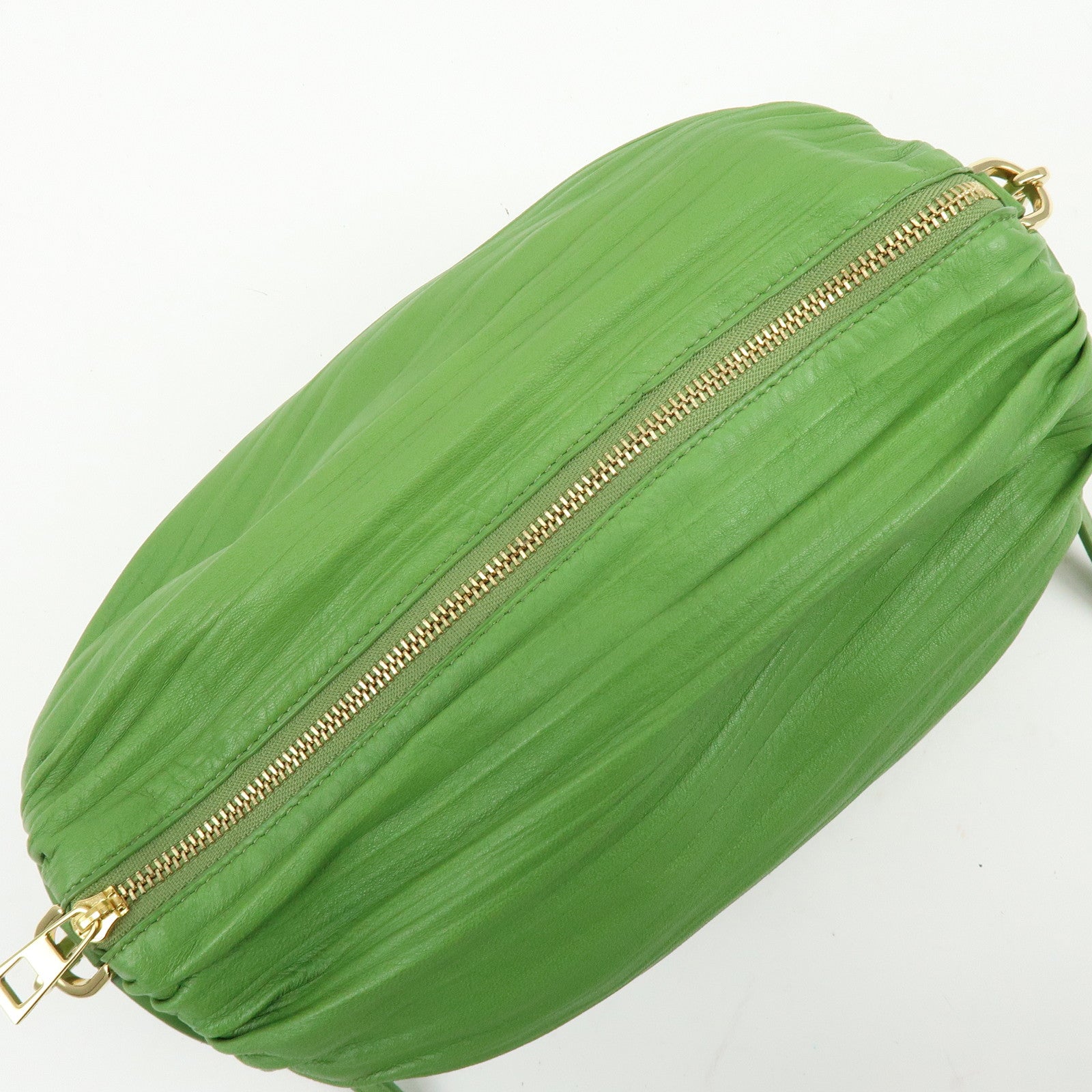 LOEWE Anagram Nappa Leather Shoulder Bag Bracelet Pouch Green