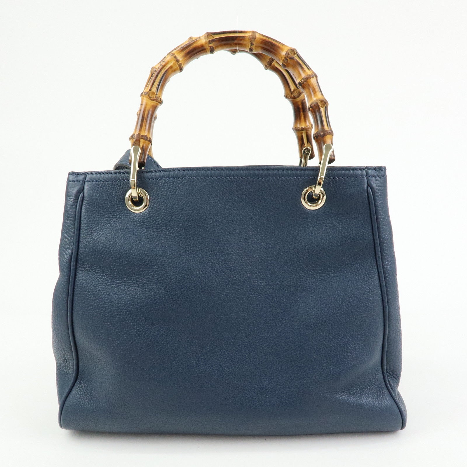 GUCCI Bamboo Leather 2Way Bag Hand Bag  Shoulder Bag Blue 336032