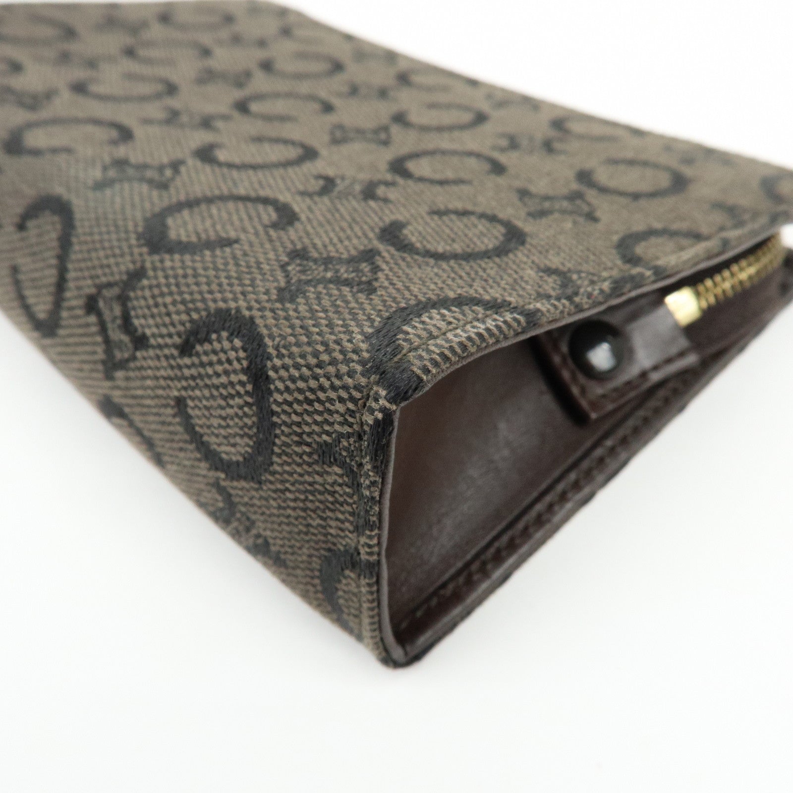 CELINE C Macadam Canvas Mini Cosmetic Pouch Makeup Bag Brown