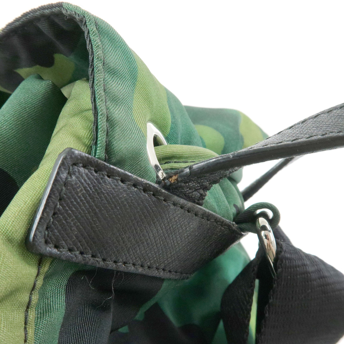 PRADA Triangle Logo Nylon Leather Backpack Rucksack Camouflage BZ0032
