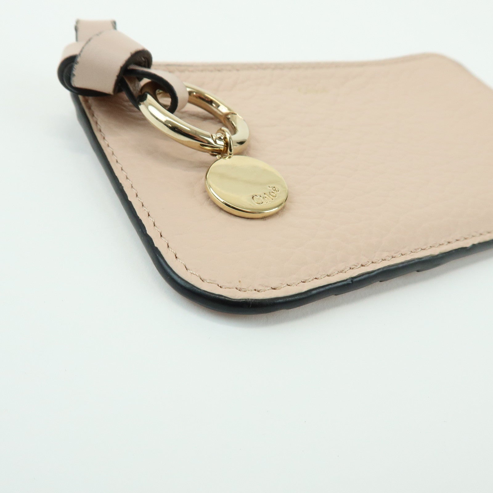 Chloe Alphabet Leather Fragment Case Coin Case Pink Beige