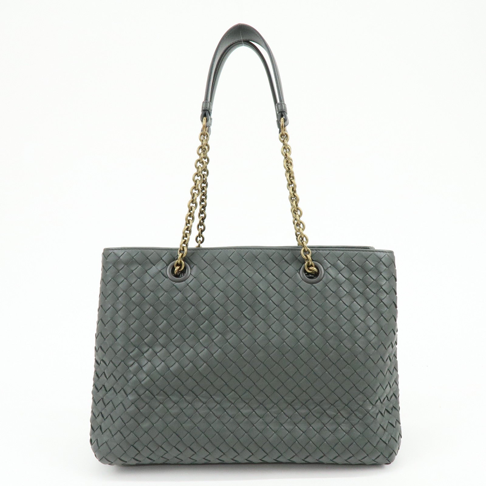 BOTTEGA VENETA Intrecciato Leather Chain Shoulder Bag Gray B07669596G