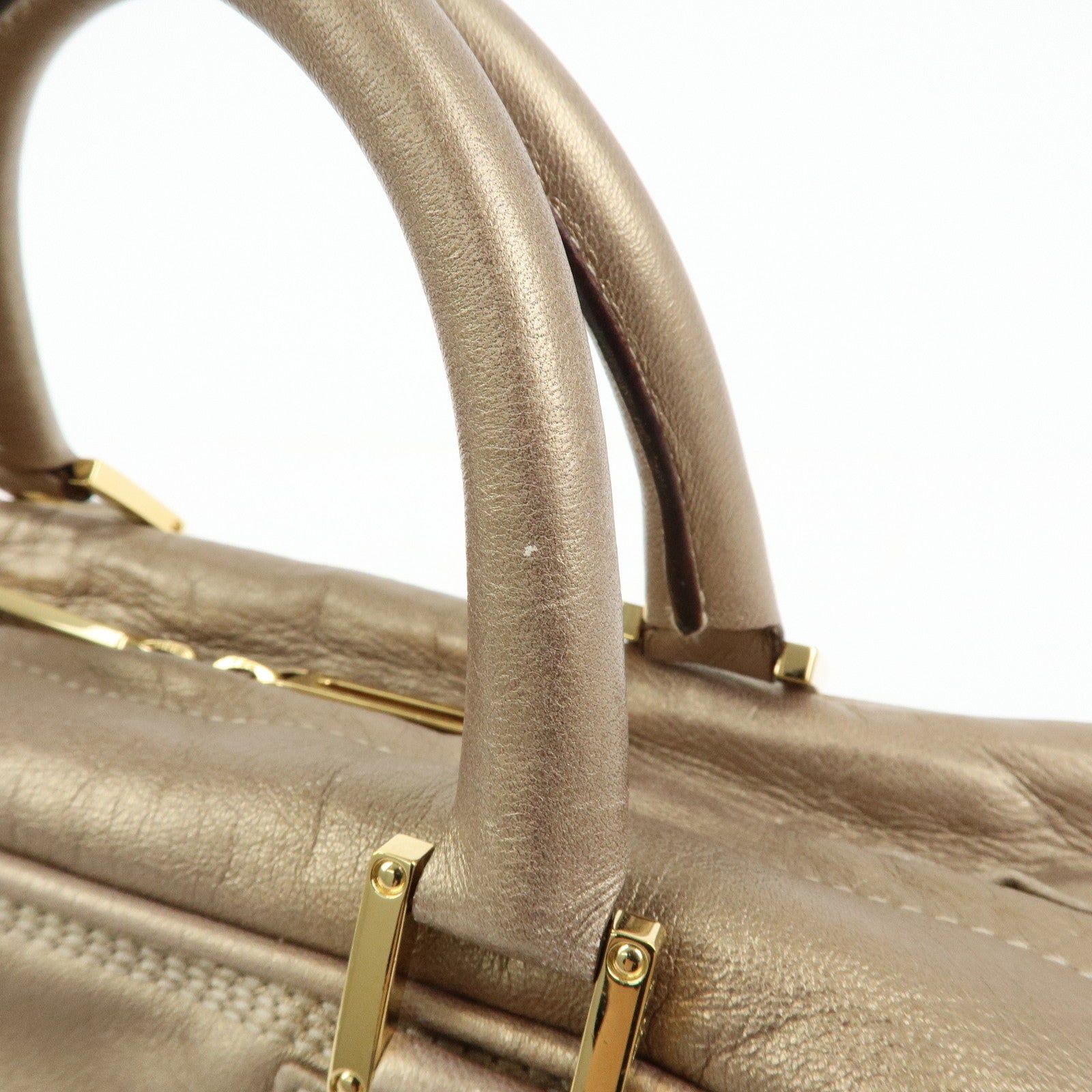 LOEWE Amazona 28 Nappa Leather Hand Bag Boston Bag Gold