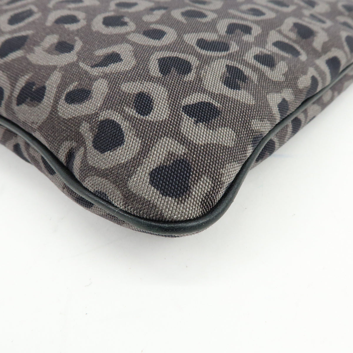 GUCCI Canvas Leather Clutch Bag Leopard Grey Black 353478