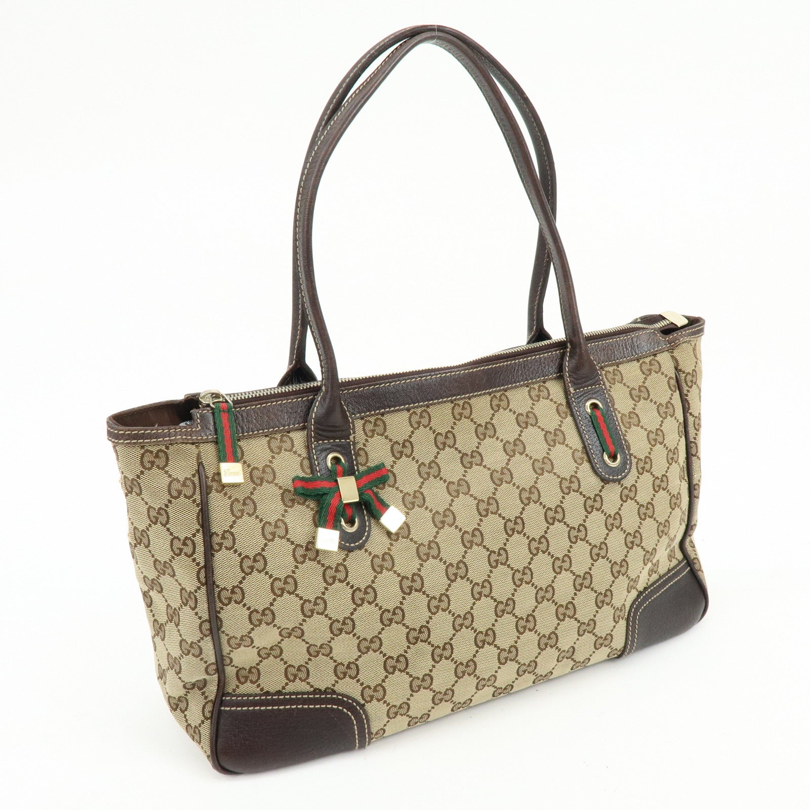 GUCCI Sherry Princy GG Canvas Leather Tote Bag Shoulder Bag 177052