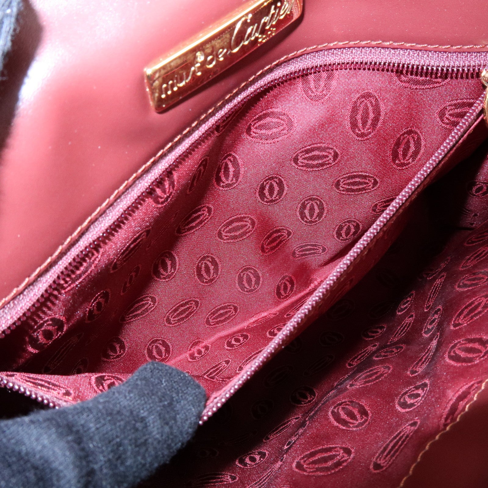 Cartier Must de Cartier Leather Clutch Bag Flat Pouch Bordeaux