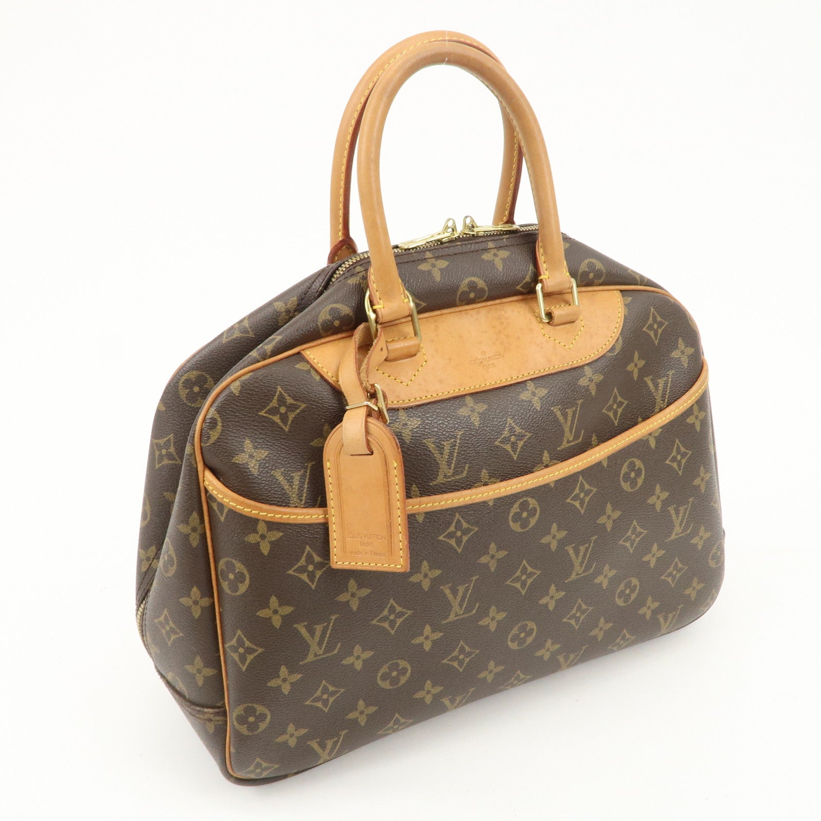 Louis Vuitton Monogram Deauville Hand Bag Brown M47270 Used