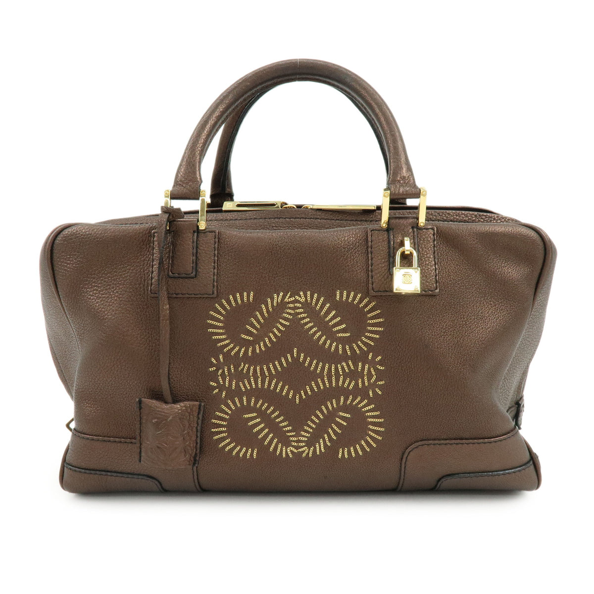 LOEWE Anagram Amazona 36 Hand Bag Boston Bag Metallic Brown